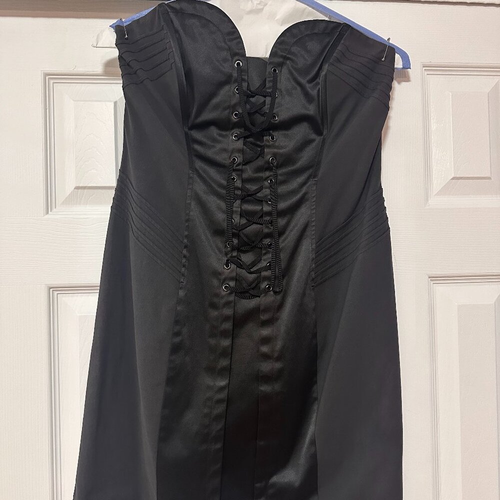 Betsey Johnson Black corset strapless dress, Vintage early 2000's